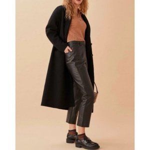 NEW Reformation Veda Black Leather Straight Pants